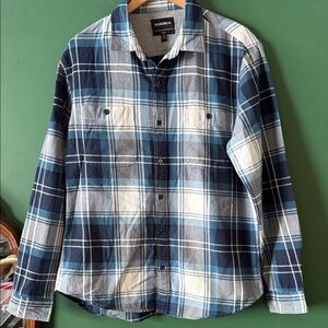 Bonobos Fireside Navy, Blue & White Mens XL Slim Fit Flannel Winter
